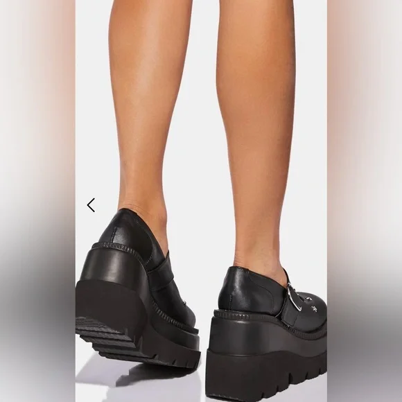 Demonia Black Platform Shoes with Star Accents - Picture 3 of 11